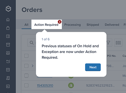 Pendo guide step explaining the new Action Required tab